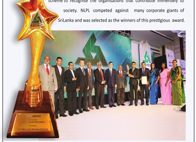 Noritake Lanka Porcelain (Pvt) Limited Clinched Jasteca SCR/Sustainability Gold Award – 2018